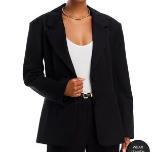 Aqua Clinch Waist Two Button Relaxed Black Women's Blazer (New unopened in bag)
